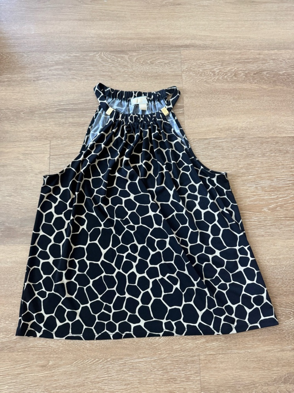 Michael Kors Black & Cream Giraffe-Print Halter Tank